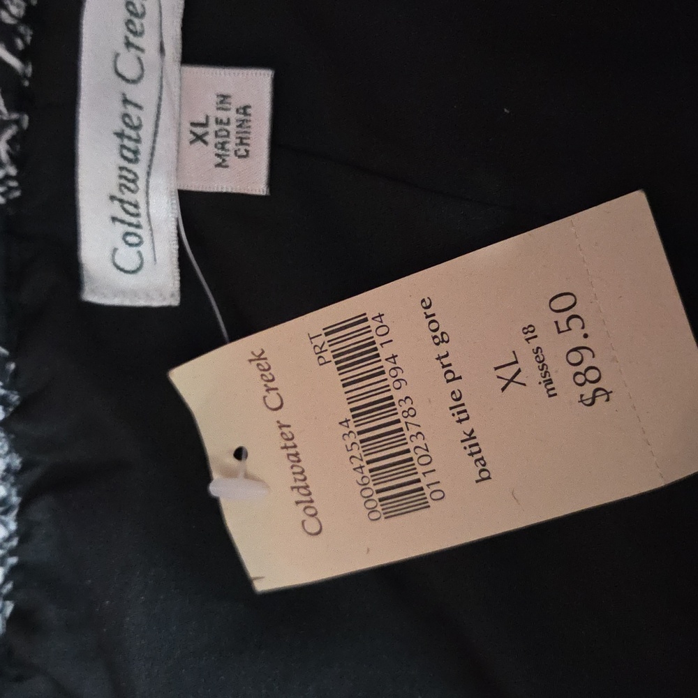 COLDWATER CREEK NWT Skirt Long  black/white XL - Picture 3 of 4